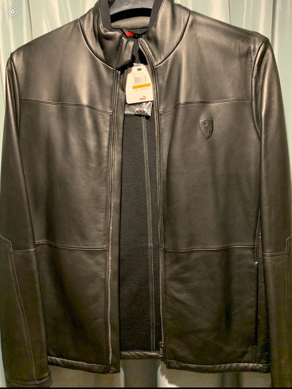 Puma Black Men's Zip-Up Leather-Look Sweater Jacket